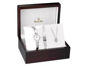 Bulova Crystal Ladies Silver Dial Stainless Steel Quartz Watch 96X111