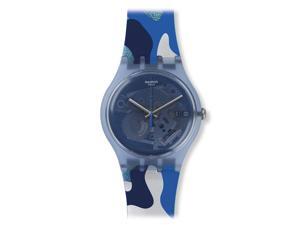 Swatch SUOZ215 Unisex Club Silverscape Blue Skeleton Dial Silicone Strap Watch Swatch SUOZ215 Unisex Club Silverscape Blue Skeleton Dial Silicone Strap Watch