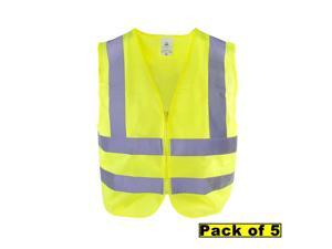TR Industrial Neon Yellow Front Zipper Knitted Safety Vest, Size XXX-Large, Pack of 5 TR Industrial Neon Yellow Front Zipper Knitted Safety Vest, Size XXX-Large, Pack of 5