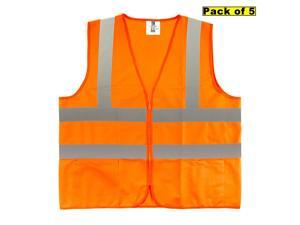 TR Industrial Orange Safety Vest, XXL, 2 Pockets Knitted, 5 Pack TR Industrial Orange Safety Vest, XXL, 2 Pockets Knitted, 5 Pack
