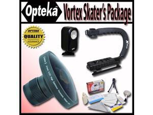 Opteka Deluxe Skaters Package With Opteka 0.2X HD Panoramic Vortex Fisheye Lens, X-GRIP Handle, & 3 Watt Video Light For Canon Elura 65, 70, 80, 85, 90, Optura 200MC, 30, 40, 50, 60, 600, VIXIA HF R20 Opteka Deluxe Skaters Package With Opteka 0.2X HD Panoramic Vortex Fisheye Lens, X-GRIP Handle, & 3 Watt Video Light For Canon Elura 65, 70, 80, 85, 90, Optura 200MC, 30, 40, 50, 60, 600, VIXIA HF R20