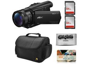 Sony FDR-AX100 4K Ultra HD Camcorder Video Camera + 128GB Memory, Carrying Case, Microfiber Cleaning Cloth Sony FDR-AX100 4K Ultra HD Camcorder Video Camera + 128GB Memory, Carrying Case, Microfiber Cleaning Cloth