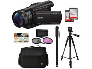 Sony FDR-AX100 4K Ultra HD Handycam Camcorder with 64GB Memory Card, Carrying Case, 72" Monopod with Quick Release, 60" Tripod, 3Pcs Filter Kit, Microfiber Cloth and Accessories Bundle Sony FDR-AX100 4K Ultra HD Handycam Camcorder with 64GB Memory Card, Carrying Case, 72" Monopod with Quick Release, 60" Tripod, 3Pcs Filter Kit, Microfiber Cloth and Accessories Bundle