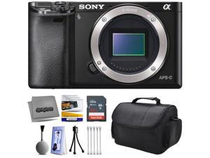 Sony Alpha a6000 24.3 MP Mirrorless Interchangeable Lens Camera - Body Only (ILCE6000) with 32GB Memory Card + Hard Shell Carrying Case + Camera Cleaning Kit
