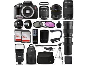 Canon EOS Rebel T5i Digital SLR Camera with EF-S 18-55mm, EF 75-300mm, Opteka 420-800mm Lens, 2x 64GB SD Card, 72" Monopod, X-GRIP Handle, Wide Angle Lens, 10pcs Cleaning Kit and Accessory Bundle Canon EOS Rebel T5i Digital SLR Camera with EF-S 18-55mm, EF 75-300mm, Opteka 420-800mm Lens, 2x 64GB SD Card, 72" Monopod, X-GRIP Handle, Wide Angle Lens, 10pcs Cleaning Kit and Accessory Bundle