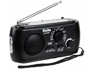 Kaito KA332W Emergency Solar Hand Crank AM/FM Weather Radio with Flashlight Black