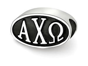 LogoArt Sterling Silver 15.25mm Alpha Chi Omega Oval Letters Bead Charm