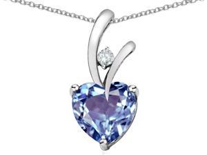 Star K 1.95 Cttw Heart Shaped Simulated Aquamarine Sterling Silver Pendant Necklace 18"