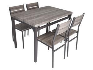 Zenvida 5 Piece Dining Set Rustic Grey Wooden Kitchen Table and 4 Chairs Zenvida 5 Piece Dining Set Rustic Grey Wooden Kitchen Table and 4 Chairs