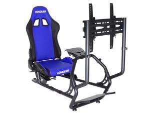 Conquer Race Simulator with Single Monitor Stand Racing Seat Cockpit, Gaming Chair with Wheel Stand, Gear Shift Mount