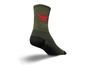 WSTAR-P Sockguy Wool Red Star 6/" Crew Socks Green