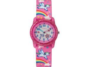 Timex Kid's Pink Rainbows/Unicorns Adjustable Elastic Fabric Strap Watch - TW7C25500 Timex Kid's Pink Rainbows/Unicorns Adjustable Elastic Fabric Strap Watch - TW7C25500