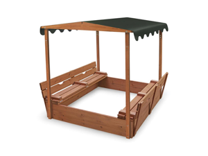 Covered Convertible Cedar Sandbox w/Canopy + Two Bench Seats Covered Convertible Cedar Sandbox w/Canopy + Two Bench Seats