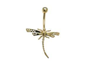 14k Yellow Gold Dragonfly 14g Belly Button Navel Ring