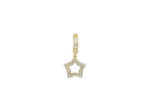 14k Yellow Gold CZ Dangle Star Hoop Belly Button Ring 14k Yellow Gold CZ Dangle Star Hoop Belly Button Ring