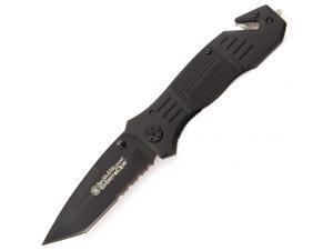 Smith & Wesson SWFR2S Extreme Ops Black Coated 40% Serrated Tanto Blade Linerlock Folding Knife Smith & Wesson SWFR2S Extreme Ops Black Coated 40% Serrated Tanto Blade Linerlock Folding Knife