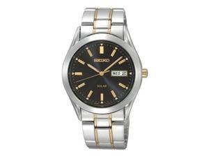Seiko Solar Mens Black Day/Date Dial Two Tone Stainless Steel Watch SNE047 Seiko Solar Mens Black Day/Date Dial Two Tone Stainless Steel Watch SNE047