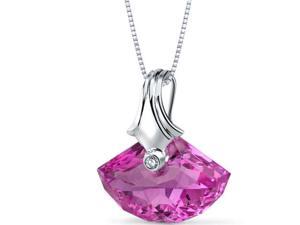 21.00 Ct. Shell Shaped Created Pink Sapphire Necklace in Sterling Silver