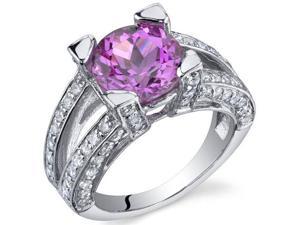 Boldly Glamorous 3.75 Carats Pink Sapphire Ring in Sterling Silver Size 8