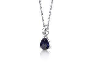 Oravo SP8352 Sterling Silver Pear Shape Checkerboard Cut Blue Sapphire Pendant with 18 Inches Silver Necklace Oravo SP8352 Sterling Silver Pear Shape Checkerboard Cut Blue Sapphire Pendant with 18 Inches Silver Necklace