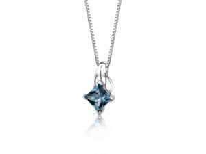 Sensational Glamour: Sterling Silver 3.00 carats Princess Checkerboard Cut London Blue Topaz Pendant with 18 inch Silver Necklace Sensational Glamour: Sterling Silver 3.00 carats Princess Checkerboard Cut London Blue Topaz Pendant with 18 inch Silver Necklace