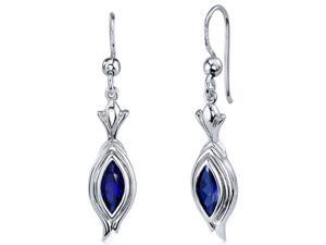 Dynamic Dangle 1.50 Carats Blue Sapphire Marquise Cut Earrings in Sterling Silver Dynamic Dangle 1.50 Carats Blue Sapphire Marquise Cut Earrings in Sterling Silver