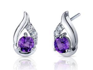 Oravo SE7312 Radiant Teardrop 1.00 Carats Amethyst Round Cut Cubic Zirconia Earrings in Sterling Silver Oravo SE7312 Radiant Teardrop 1.00 Carats Amethyst Round Cut Cubic Zirconia Earrings in Sterling Silver