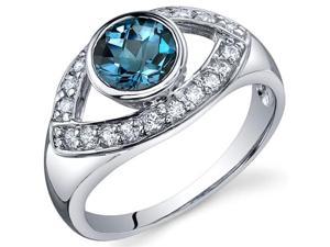 Captivating Curves 1.00 carats London Blue Topaz Ring in Sterling Silver Size 8