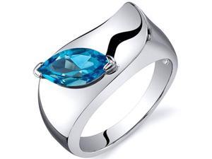 Musuem Style Marquise Cut 1.00 carats Swiss Blue Topaz Ring in Sterling Silver Size  8, Available in Sizes 5 thru 9