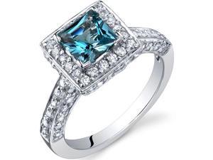 Princess Cut 1.00 Carats London Blue Topaz Engagement Ring in Sterling Silver Size 8