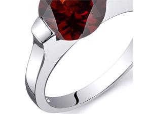 Bezel Set 2.50 carats Garnet Engagement Ring in Sterling Silver Size  5, Available in Sizes 5 thru 9