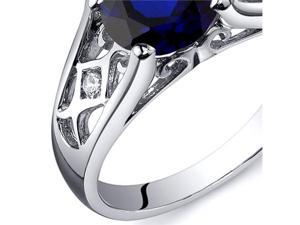 Cathedral Design 2.00 carats Blue Sapphire Solitaire Ring in Sterling Silver Size 5
