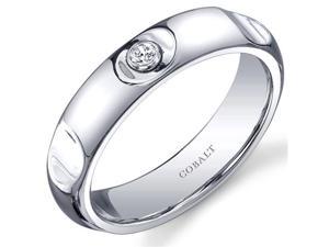 Solitaire Style 5mm Platinum Finish Notched Mens Cobalt Wedding Band Ring Size 8.5