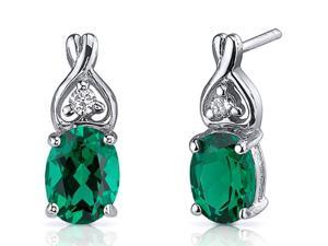 2.00 Ct. Oval Shaped Created Emerald Earrings in Sterling Silver Rhodium Finish 2.00 Ct. Oval Shaped Created Emerald Earrings in Sterling Silver Rhodium Finish
