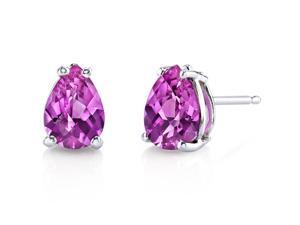 14 kt White Gold Pear Shape 1.75 ct Pink Sapphire Earrings 14 kt White Gold Pear Shape 1.75 ct Pink Sapphire Earrings