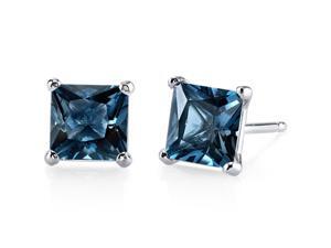 14kt White Gold Princess Cut 2.50 ct London Blue Topaz Earrings 14kt White Gold Princess Cut 2.50 ct London Blue Topaz Earrings