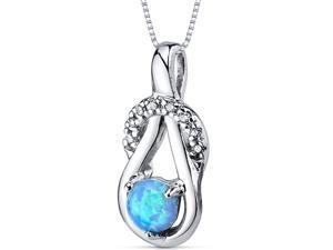 Blue Opal Pendant Necklace Sterling Silver Round Shape 0.50 Carats Blue Opal Pendant Necklace Sterling Silver Round Shape 0.50 Carats