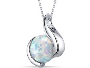 Opal Pendant Necklace Sterling Silver Round Cabochon 1.75 Carats Opal Pendant Necklace Sterling Silver Round Cabochon 1.75 Carats