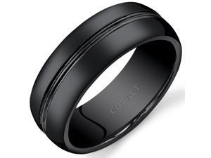 Mens 8mm Black Cobalt Wedding Band Ring Double Groove, Sizes 7 through 14 Mens 8mm Black Cobalt Wedding Band Ring Double Groove, Sizes 7 through 14
