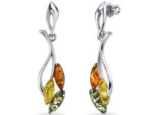 Oravo Baltic Amber Leaf Dangle Earrings Sterling Silver Multiple Color Oravo Baltic Amber Leaf Dangle Earrings Sterling Silver Multiple Color