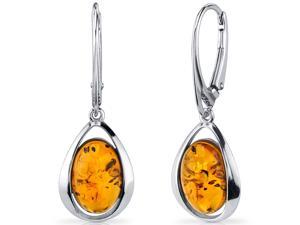 Oravo Baltic Amber Clip Style Earrings Sterling Silver Cognac Color Oval Shape Oravo Baltic Amber Clip Style Earrings Sterling Silver Cognac Color Oval Shape