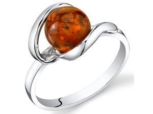 Baltic Amber Open Spiral Ring Sterling Silver Cognac Color Round Shape, Sizes 5 through 9 Baltic Amber Open Spiral Ring Sterling Silver Cognac Color Round Shape, Sizes 5 through 9