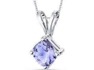 14 Karat White Gold Cushion Cut 1.00 Carats Tanzanite Pendant 14 Karat White Gold Cushion Cut 1.00 Carats Tanzanite Pendant