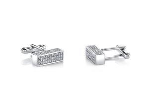 Sterling Silver Mens Bar Cufflinks with Cubic Zirconia Sterling Silver Mens Bar Cufflinks with Cubic Zirconia