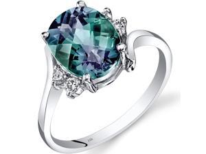 14K White Gold Created Alexandrite Diamond Bypass Ring 3.00 Carat Size 7 14K White Gold Created Alexandrite Diamond Bypass Ring 3.00 Carat Size 7