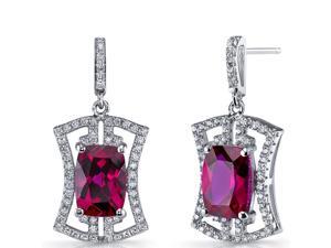 Created Ruby Art Deco Drop Earrings Sterling Silver 6.5 Carats Created Ruby Art Deco Drop Earrings Sterling Silver 6.5 Carats