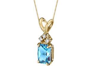 14k Yellow Gold 1.00 Carats Radiant Cut Swiss Blue Topaz Diamond Pendant 14k Yellow Gold 1.00 Carats Radiant Cut Swiss Blue Topaz Diamond Pendant
