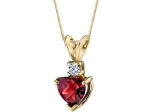 14k Yellow Gold 1.50 Carats Heart Shape Garnet Diamond Pendant