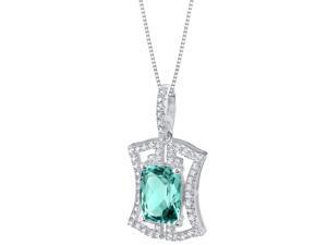 Simulated Paraiba Tourmaline Sterling Silver Art Deco Pendant Necklace Simulated Paraiba Tourmaline Sterling Silver Art Deco Pendant Necklace