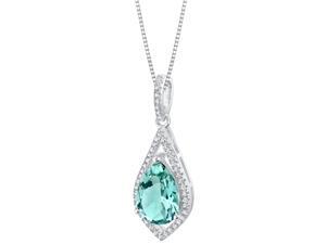 Simulated Paraiba Tourmaline Sterling Silver Regal Pendant Necklace Simulated Paraiba Tourmaline Sterling Silver Regal Pendant Necklace